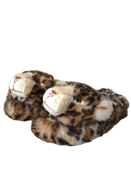 Dolce & Gabbana Brown Tiger Slippers Flats Sandals Shoes