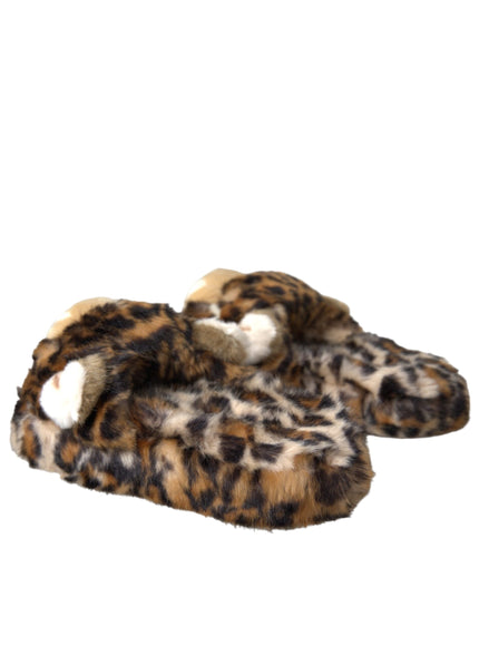 Dolce & Gabbana Brown Tiger Slippers Flats Sandals Shoes