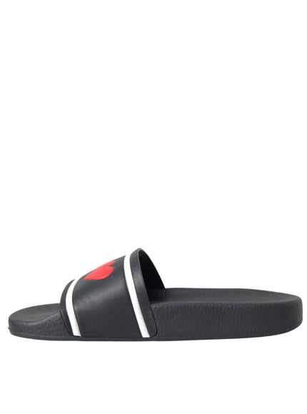 Dolce & Gabbana I Love D&G Slides in Black Leather