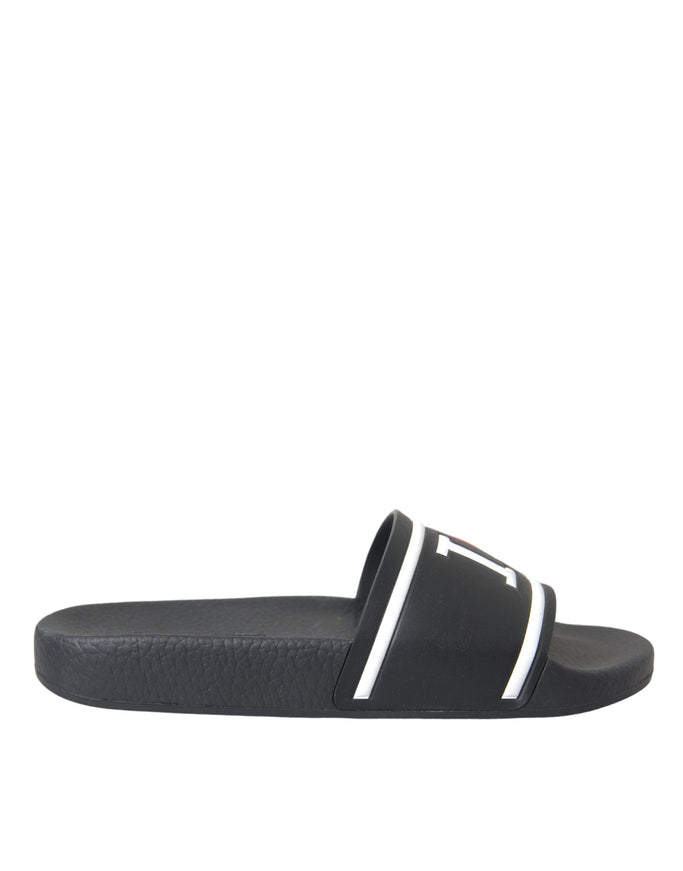 Dolce & Gabbana I Love D&G Slides in Black Leather