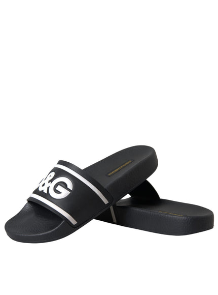 Dolce & Gabbana I Love D&G Slides in Black Leather