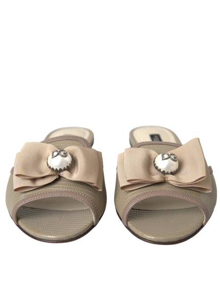 Dolce & Gabbana Beige Pearl Flat Sandals