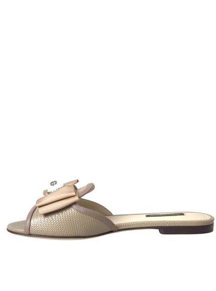 Dolce & Gabbana Beige Pearl Flat Sandals