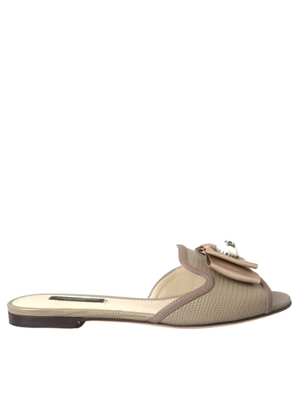 Dolce & Gabbana Beige Pearl Flat Sandals