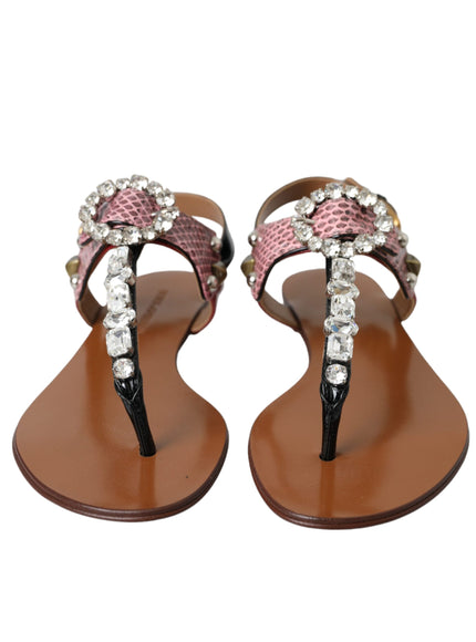 Dolce & Gabbana Multicolor Crystal Sandals Flip Flops Shoes