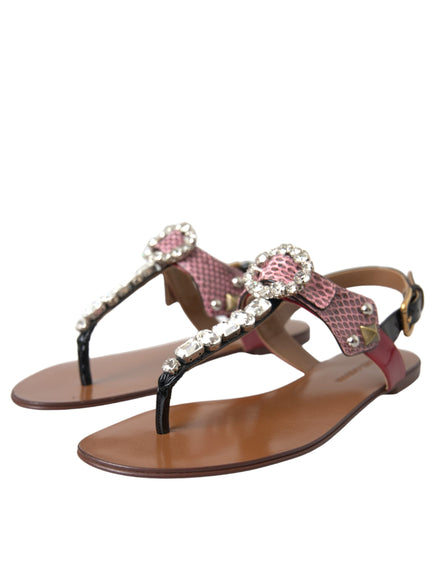 Dolce & Gabbana Multicolor Crystal Sandals Flip Flops Shoes