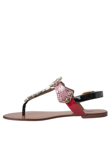 Dolce & Gabbana Multicolor Crystal Sandals Flip Flops Shoes