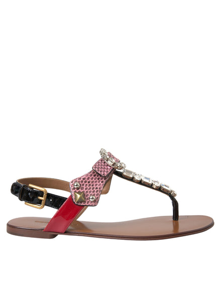 Dolce & Gabbana Multicolor Crystal Sandals Flip Flops Shoes