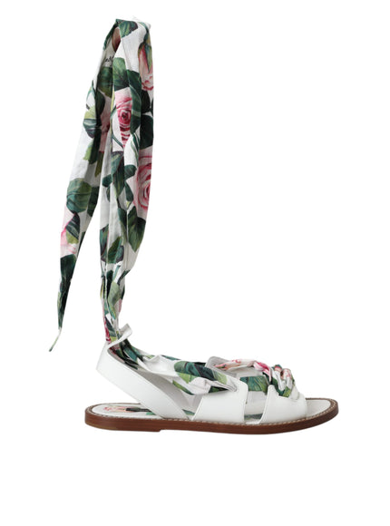 Dolce & Gabbana Multicolor Floral Print Ankle Wrap Sandals Shoes