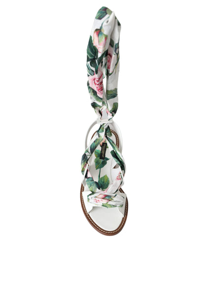 Dolce & Gabbana Multicolor Floral Print Ankle Wrap Sandals Shoes