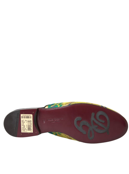 Dolce & Gabbana Multicolor Jacquard DG Logo Mule Flat Sandals Shoes