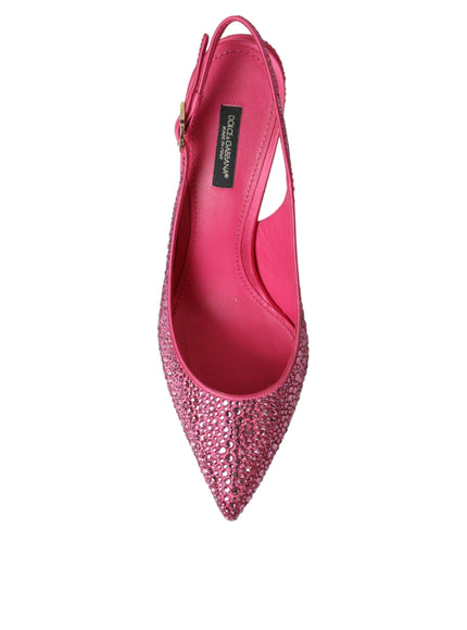 Dolce & Gabbana Pink Strass Crystal Heels Slingbacks Shoes