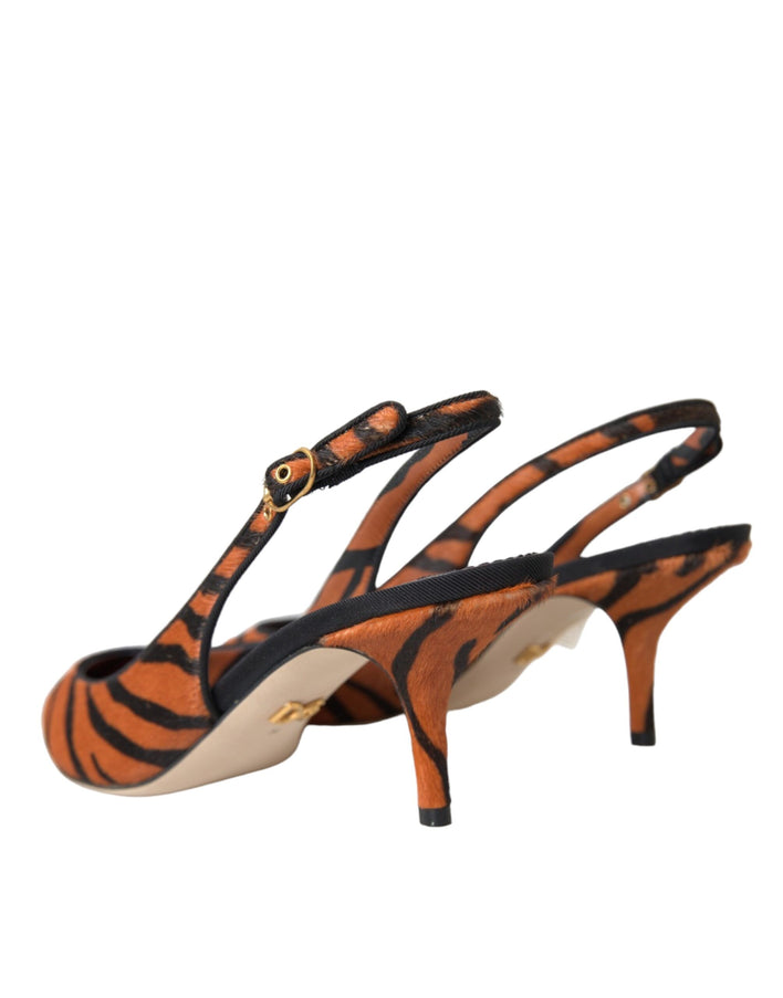 Dolce & Gabbana Zebra-Pattern Leather Slingback Pumps