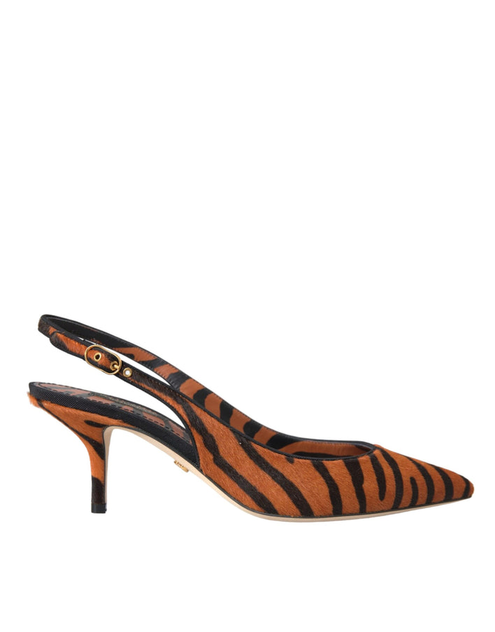 Dolce & Gabbana Zebra-Pattern Leather Slingback Pumps