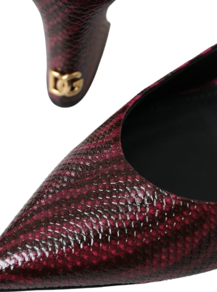 Dolce & Gabbana Maroon Zebra Leather Heels Slingbacks Shoes