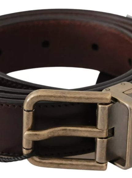 Dolce & Gabbana Brown Leather Gold Buckle Men Belt