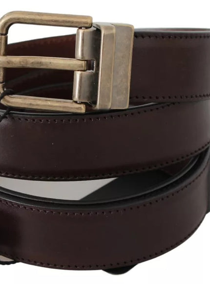 Dolce & Gabbana Brown Leather Gold Buckle Men Belt