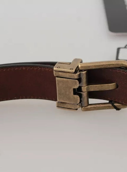 Dolce & Gabbana Brown Leather Gold Buckle Men Belt