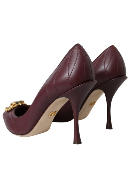 Dolce & Gabbana Bordeaux Leather Heart DEVOTION Pumps Shoes