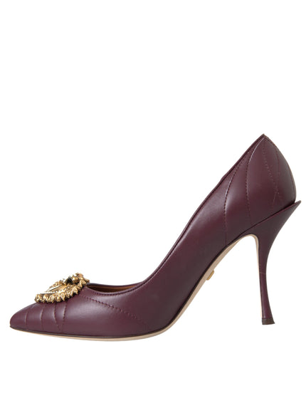 Dolce & Gabbana Bordeaux Leather Heart DEVOTION Pumps Shoes