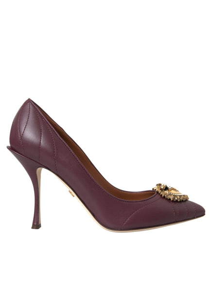 Dolce & Gabbana Bordeaux Leather Heart DEVOTION Pumps Shoes