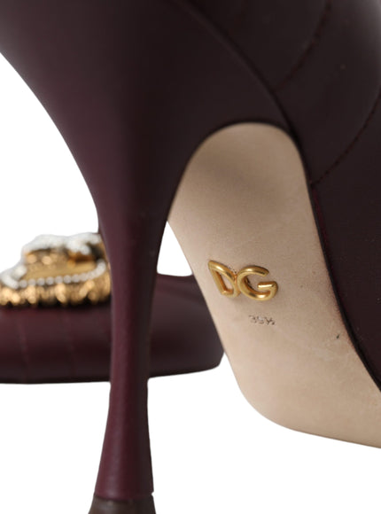 Dolce & Gabbana Bordeaux Leather Heart DEVOTION Pumps Shoes