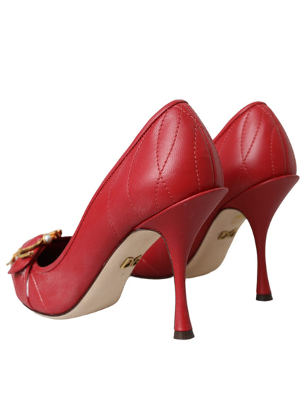 Dolce & Gabbana Red Devotion Leather Heels Pumps Shoes