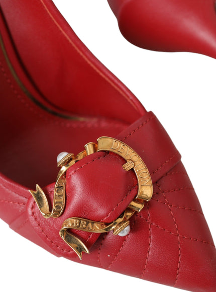 Dolce & Gabbana Red Devotion Leather Heels Pumps Shoes