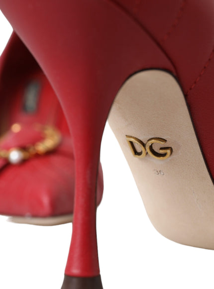 Dolce & Gabbana Red Devotion Leather Heels Pumps Shoes