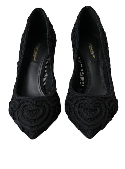 Dolce & Gabbana Black Cordonetto Ricamo Pump Heels Shoes