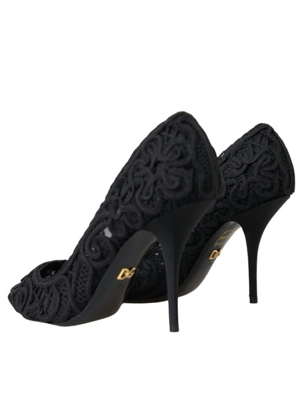 Dolce & Gabbana Black Cordonetto Ricamo Pump Heels Shoes