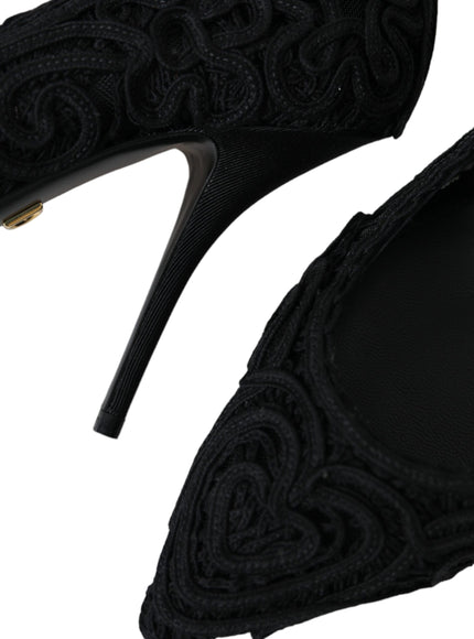 Dolce & Gabbana Black Cordonetto Ricamo Pump Heels Shoes