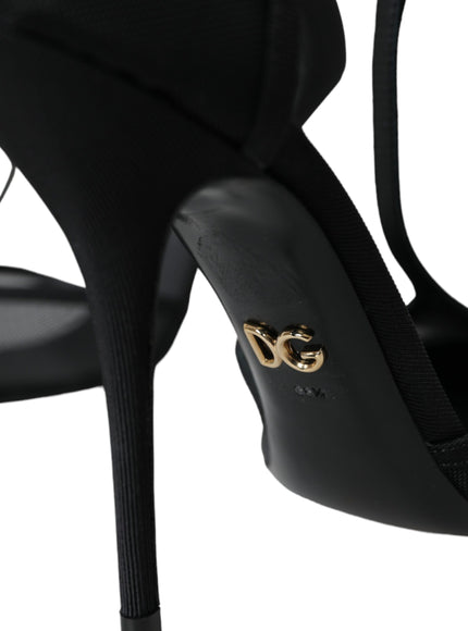 Dolce & Gabbana Black Mesh T-strap Stiletto Heel Pumps Shoes