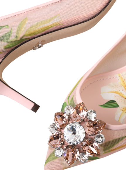 Dolce & Gabbana Pink Floral Crystal Bellucci Pumps Shoes