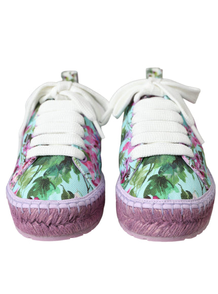 Dolce & Gabbana Multicolor Canvas Floral Espadrilles Sneakers Shoes