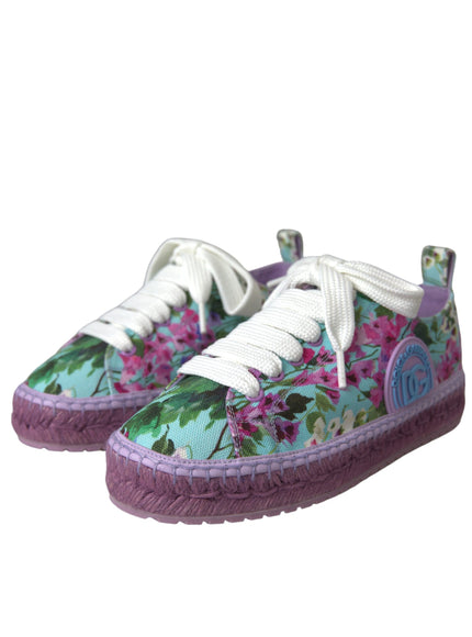 Dolce & Gabbana Multicolor Canvas Floral Espadrilles Sneakers Shoes