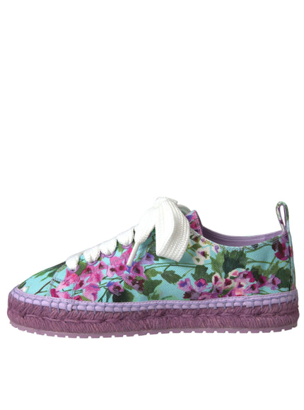 Dolce & Gabbana Multicolor Canvas Floral Espadrilles Sneakers Shoes