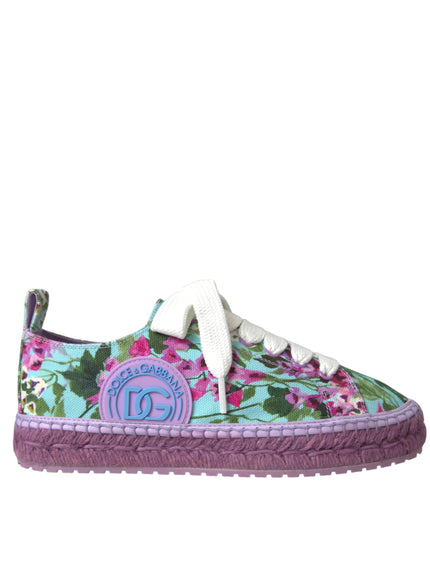 Dolce & Gabbana Multicolor Canvas Floral Espadrilles Sneakers Shoes