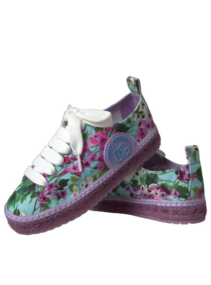 Dolce & Gabbana Multicolor Canvas Floral Espadrilles Sneakers Shoes