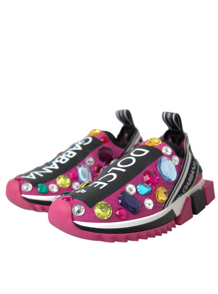 a pair of pink shoes with colorful jewels