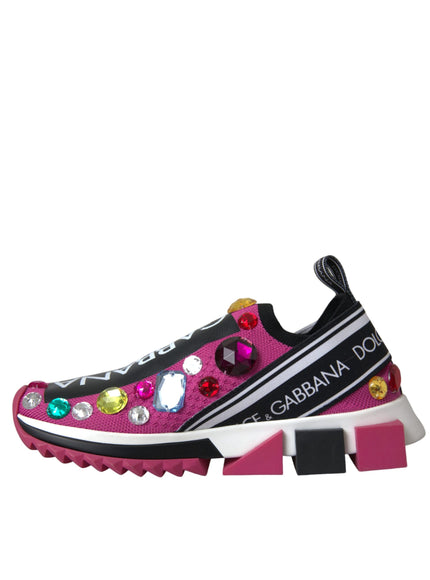 a pink sneaker with multi - colored stones on the side