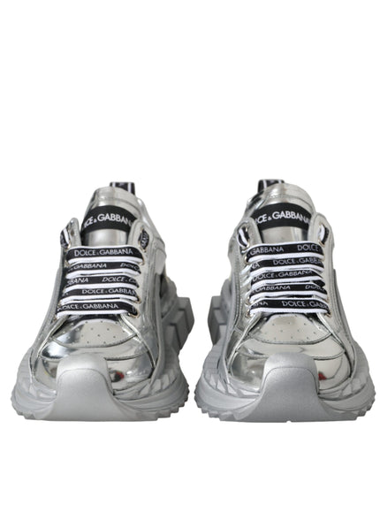 Dolce & Gabbana Silver Leather Super Queen Sneakers Shoes