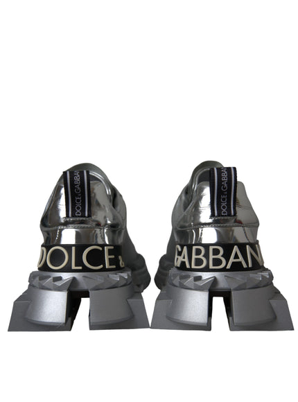 Dolce & Gabbana Silver Leather Super Queen Sneakers Shoes