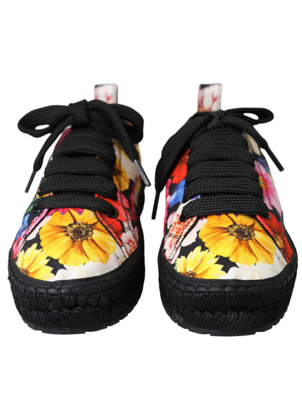 Dolce & Gabbana Multicolor Canvas Floral Espadrilles Sneakers Shoes