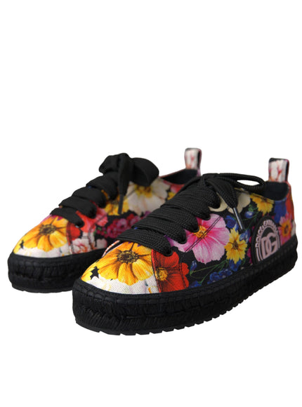 Dolce & Gabbana Multicolor Canvas Floral Espadrilles Sneakers Shoes