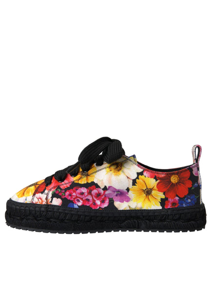 Dolce & Gabbana Multicolor Canvas Floral Espadrilles Sneakers Shoes