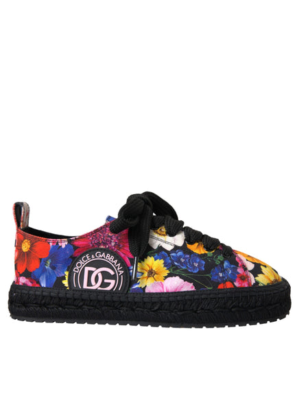 Dolce & Gabbana Multicolor Canvas Floral Espadrilles Sneakers Shoes