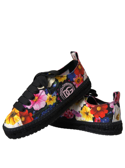 Dolce & Gabbana Multicolor Canvas Floral Espadrilles Sneakers Shoes