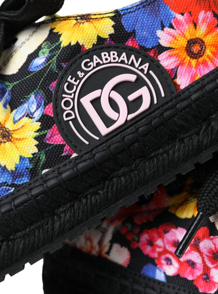 Dolce & Gabbana Multicolor Canvas Floral Espadrilles Sneakers Shoes