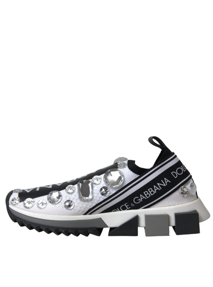 Dolce & Gabbana White Sorrento Crystals Sneakers Shoes